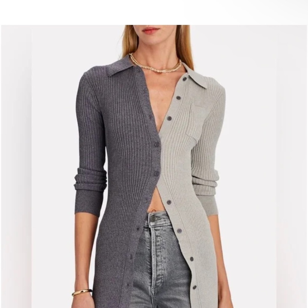 STAUD Shoko Colorblock Cardigan Sweater